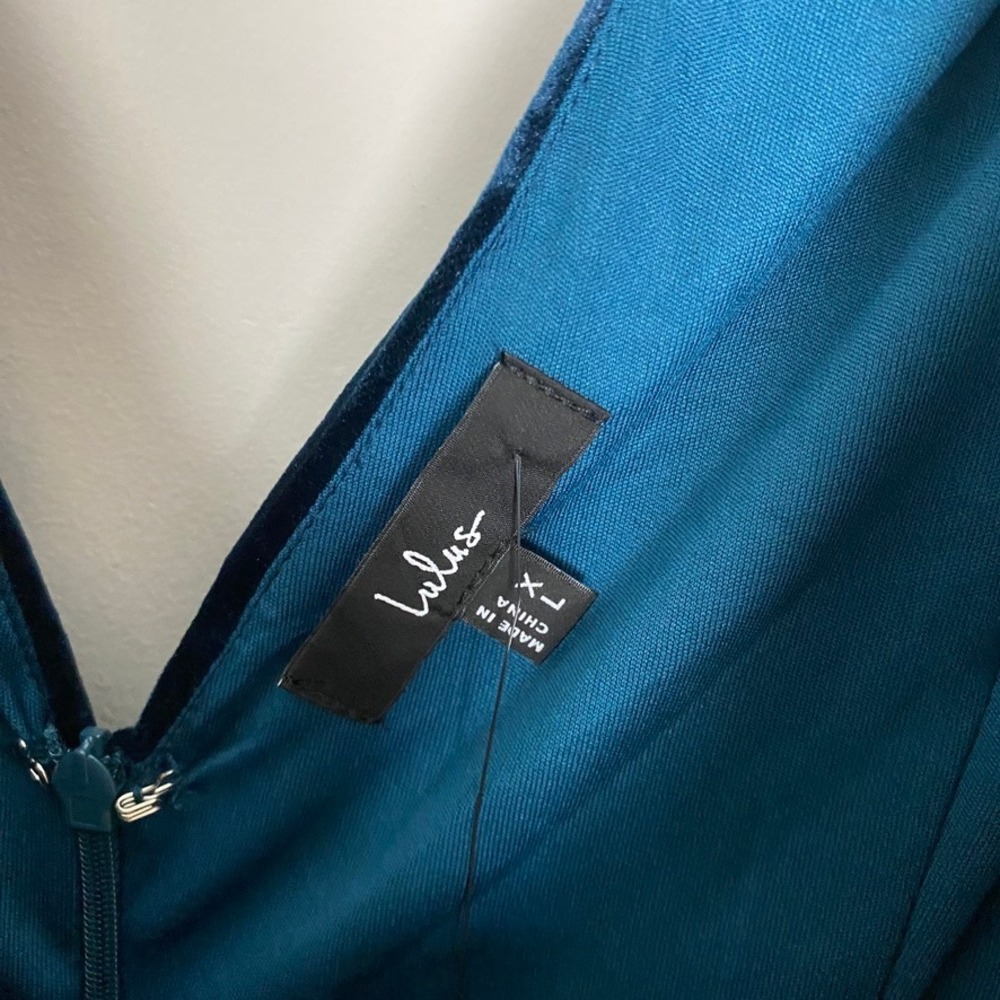Lulus‎ Beautiful Evenings Dark Teal Velvet Twist Front Maxi Dress XL Formal Gown - Picture 5 of 13
